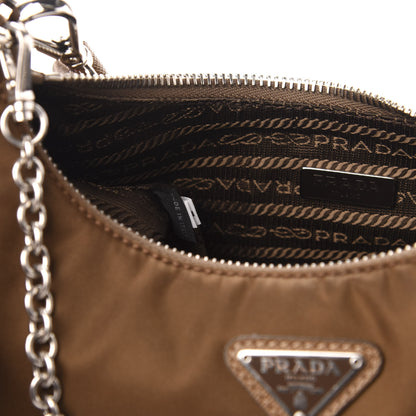 Prada Tessuto Nylon Saffiano Re-Edition 2005 Shoulder Bag Cacao 7 of 13