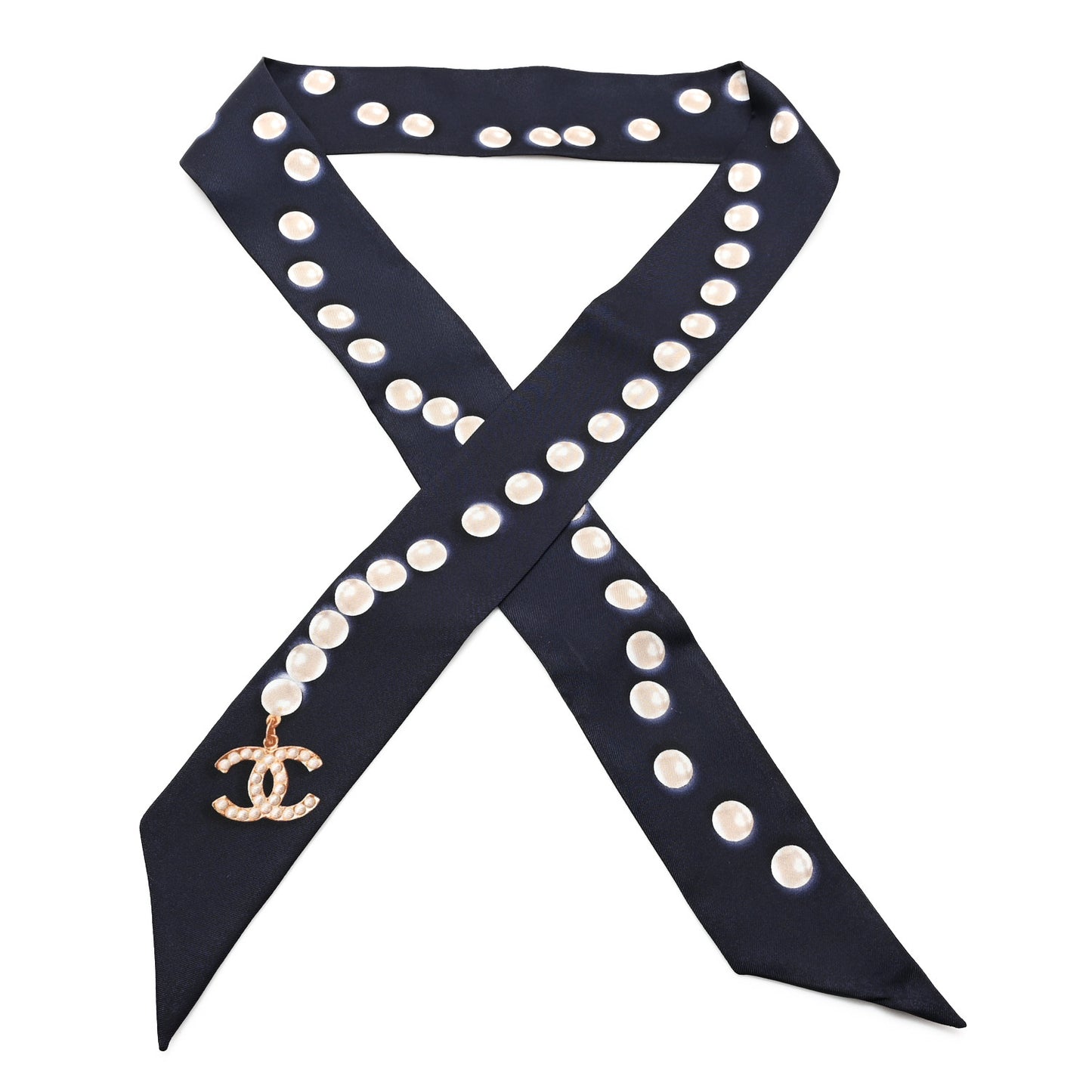 Silk Pearl CC Slim Bandeau Scarf Dark Navy