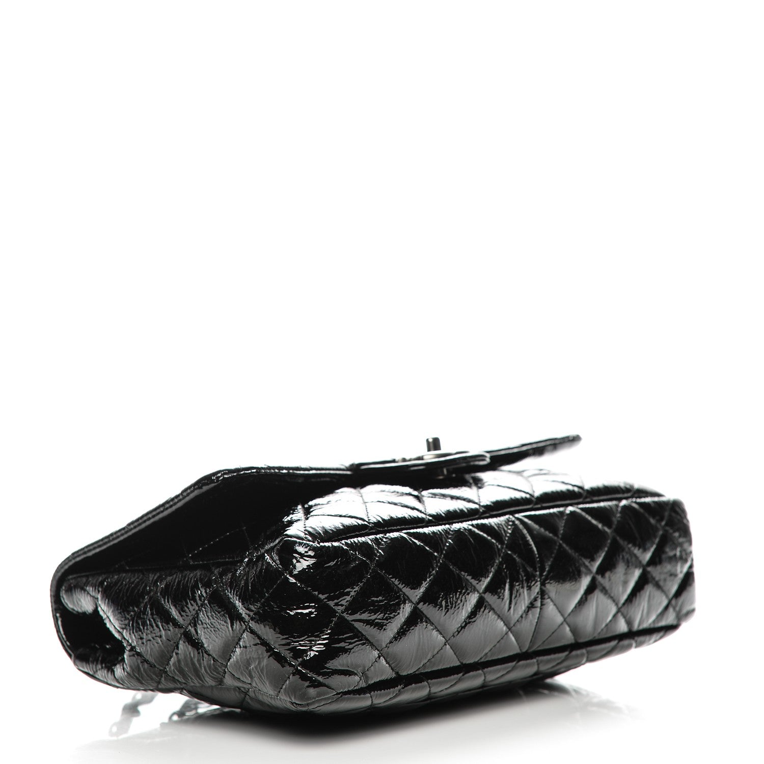 Chanel Distressed Patent Quilted Jumbo Single Flap Black 4 of 7