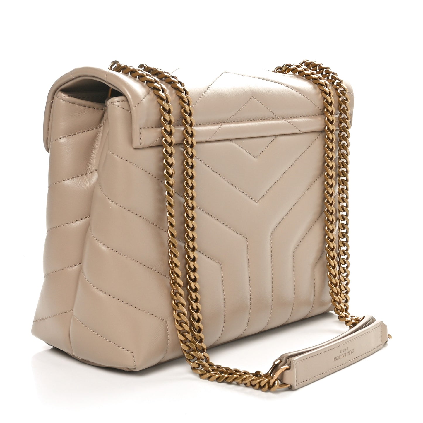 Calfskin Y Quilted Monogram Small Loulou Chain Satchel Dark Beige