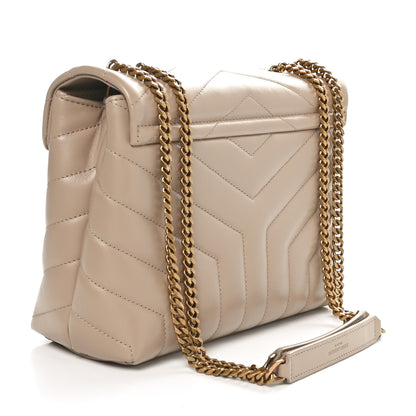 Saint Laurent Calfskin Y Quilted Monogram Small Loulou Chain Satchel Dark Beige 3 of 11