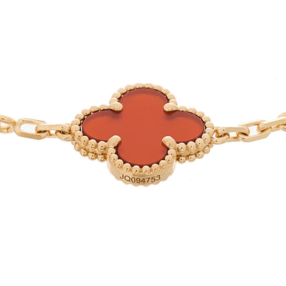 Van Cleef & Arpels 18K Yellow Gold Carnelian 5 Motifs Vintage Alhambra Bracelet 4 of 4
