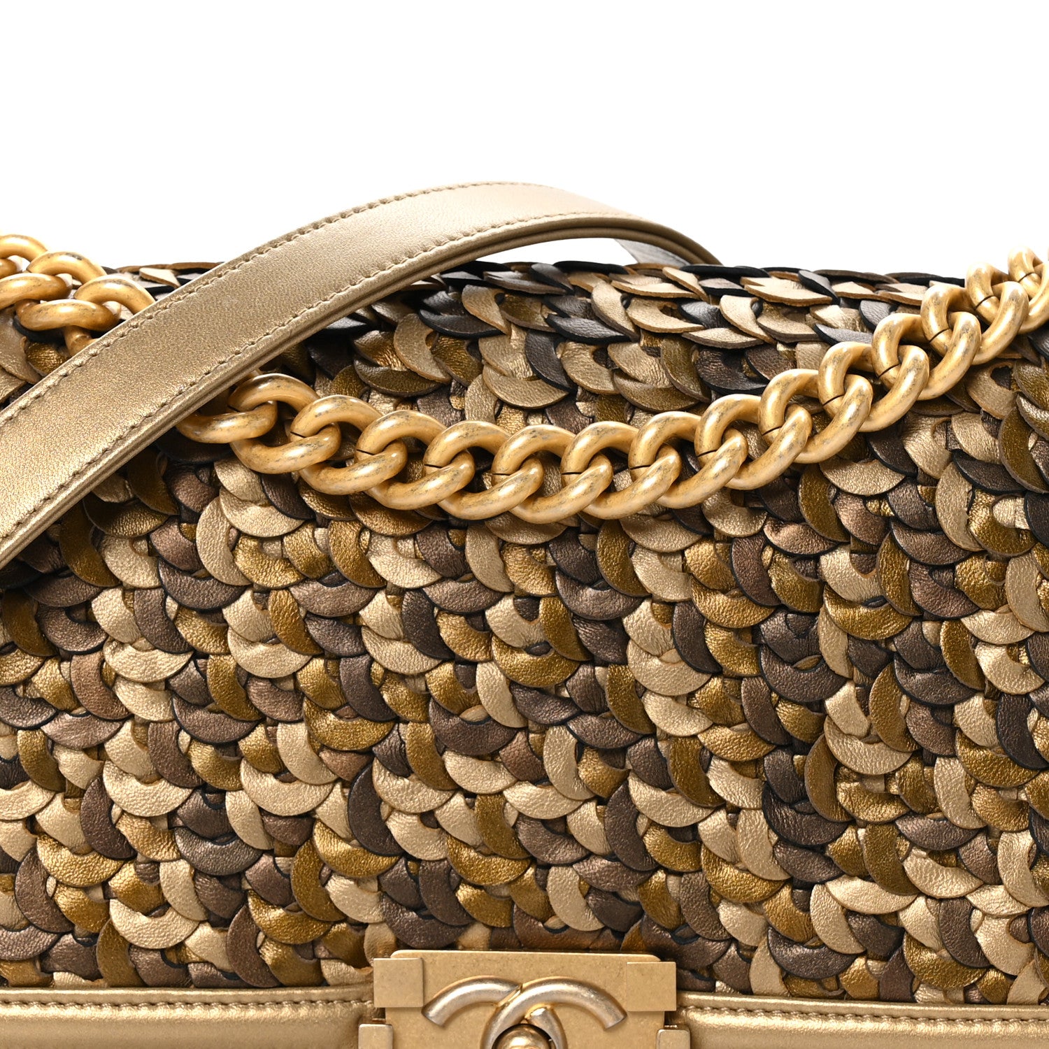 Chanel Metallic Lambskin Medium Scaled Boy Flap Gold 8 of 11