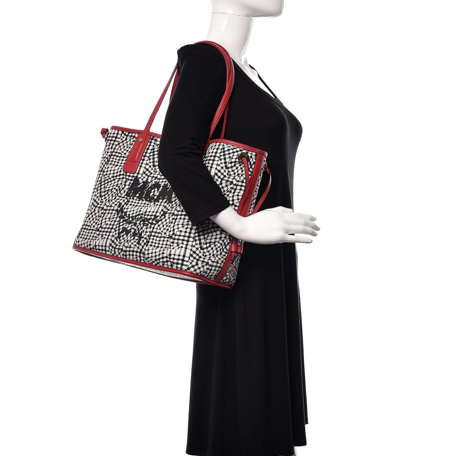 MCM Visetos Medium Liz Reversible Shopper Tote Ruby Red 3 of 18