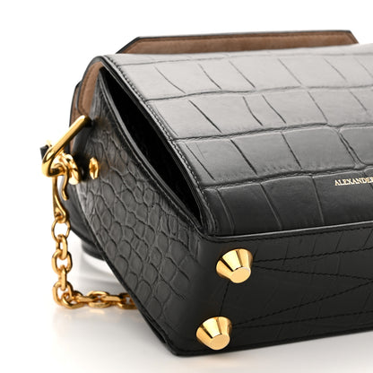 Alexander McQueen Calfskin Crocodile Embossed Box Shoulder Bag 19 Black 8 of 9
