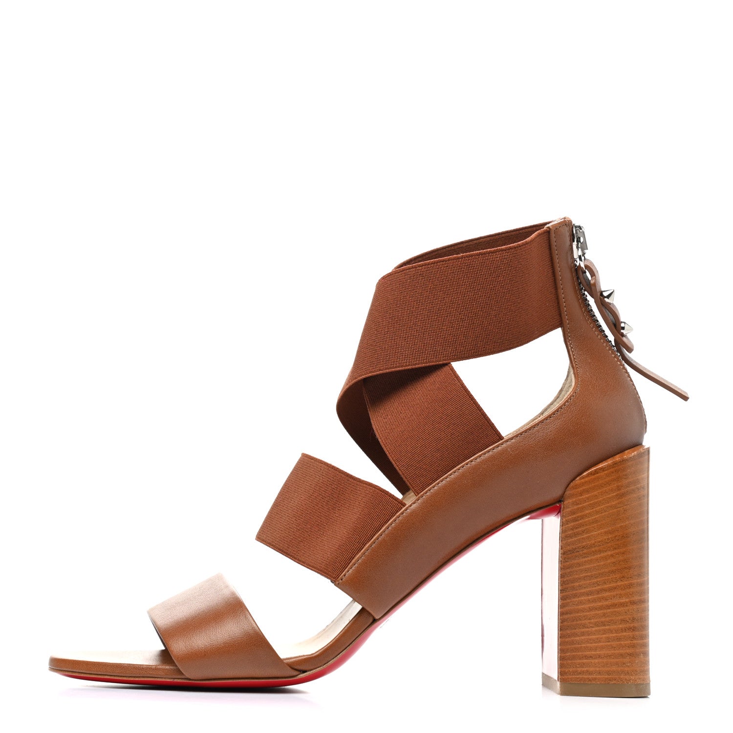 Christian Louboutin Elastic Nappa Patrouille 85 Heel Sandals 39 Cafe Creme 1 of 8