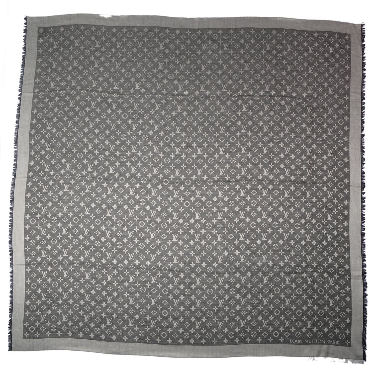 Louis Vuitton Silk Wool Monogram Denim Shawl Black 3 of 5