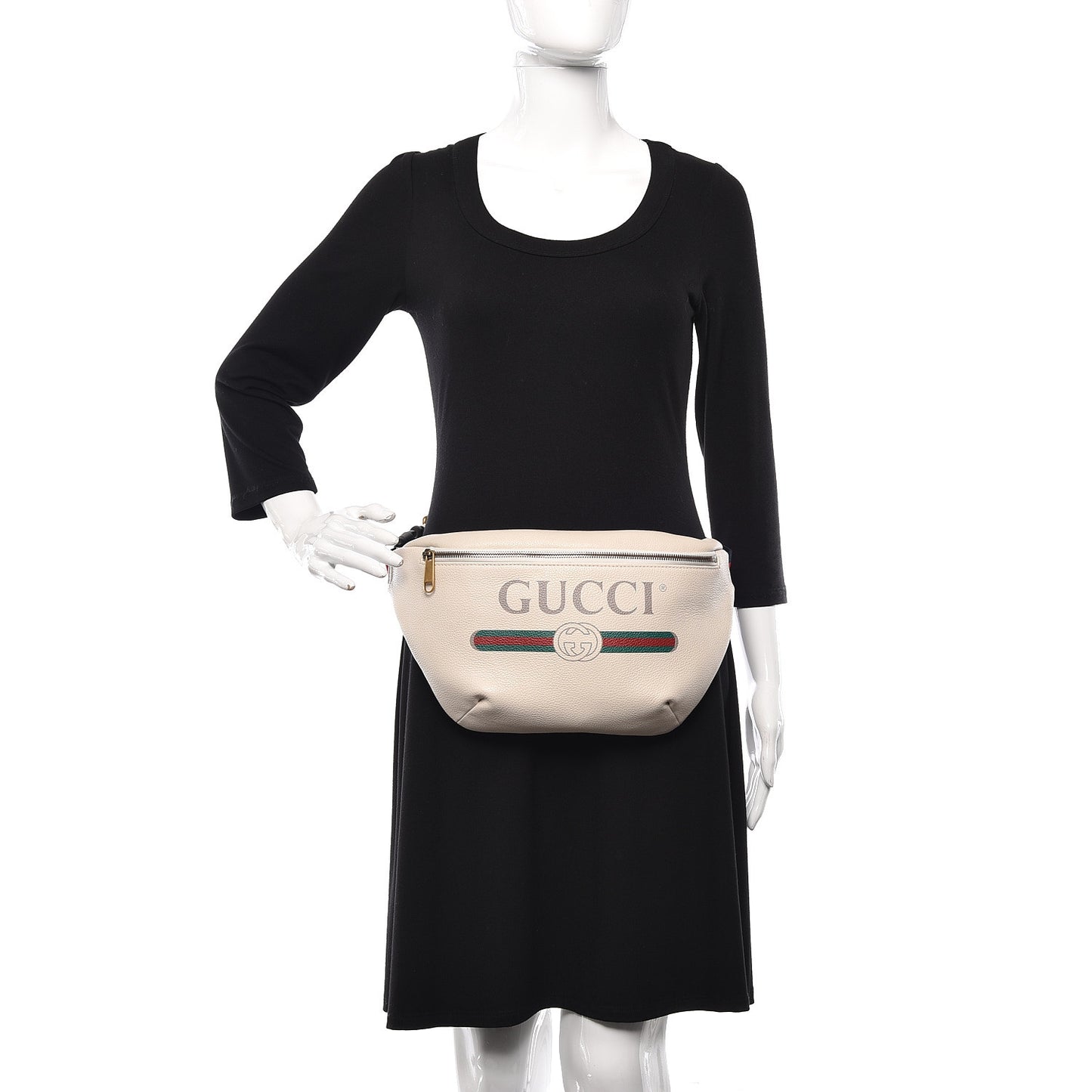 Grained Calfskin Logo Belt Bag White