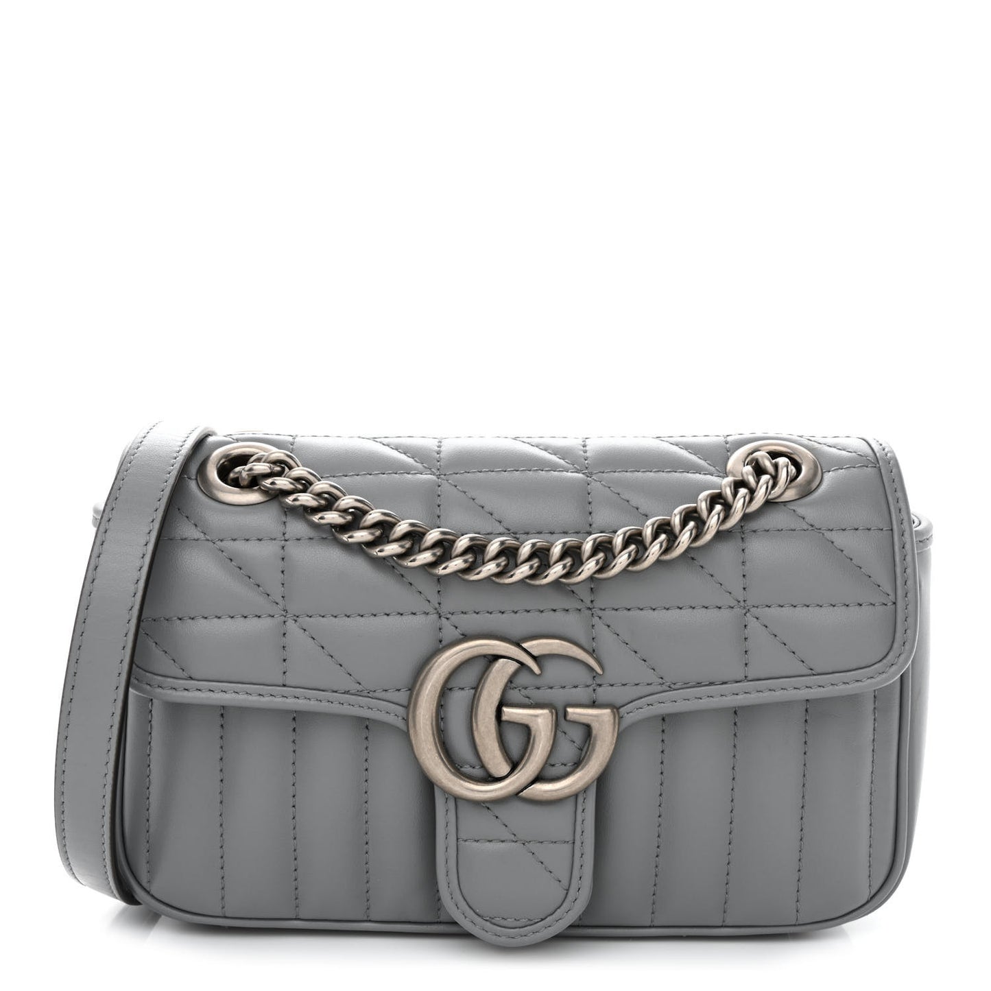 Calfskin Matelasse Aria Mini GG Marmont Shoulder Bag Deep Grey