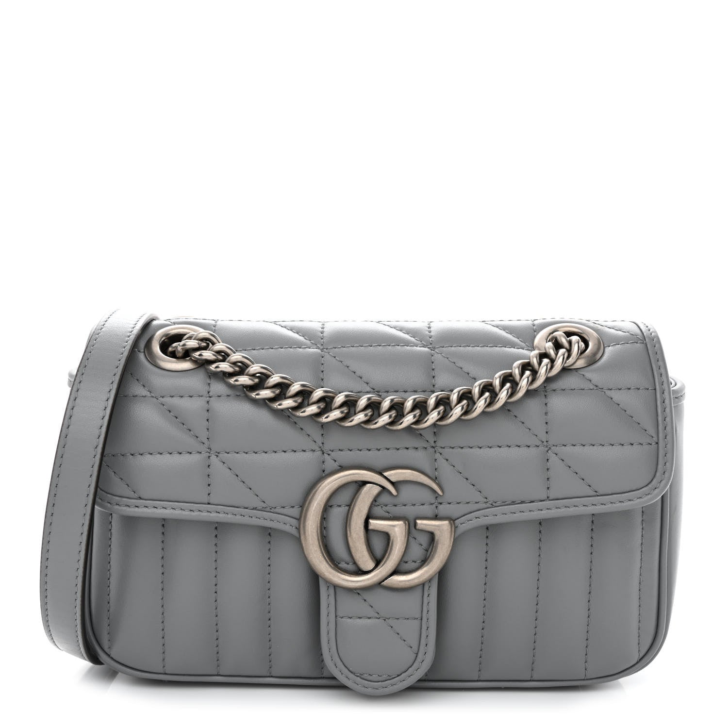 Gucci Calfskin Matelasse Aria Mini GG Marmont Shoulder Bag Deep Grey 1 of 12