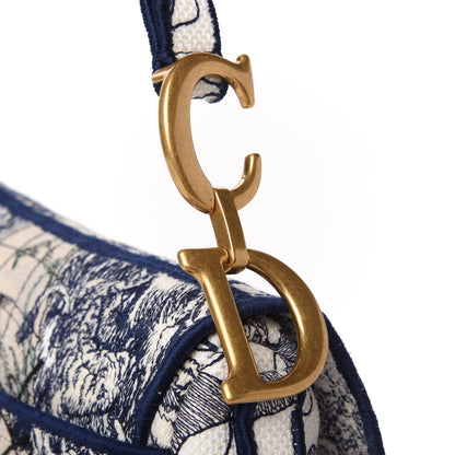 Christian Dior Canvas Embroidered Around the World Saddle Bag Blue 11 of 11