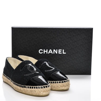 Chanel Fabric Patent Calfskin CC Espadrilles 36 Black 9 of 9