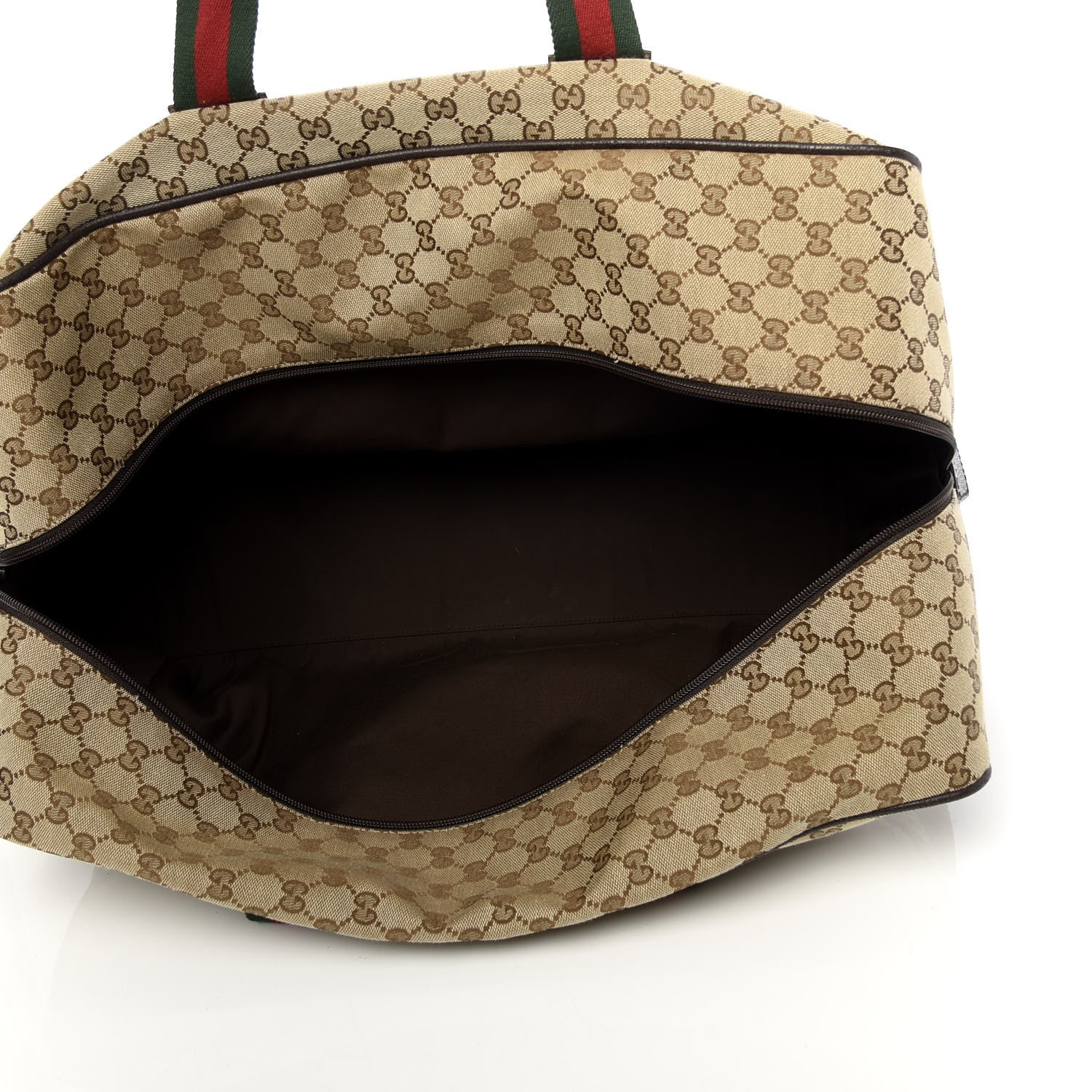 Gucci GG Monogram Web Large Collapsible Carry On Duffle Beige Brown 4 of 9