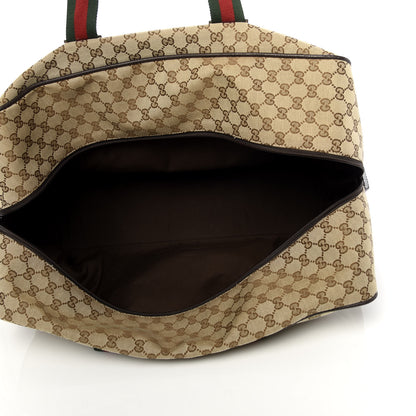 Gucci GG Monogram Web Large Collapsible Carry On Duffle Beige Brown 4 of 9