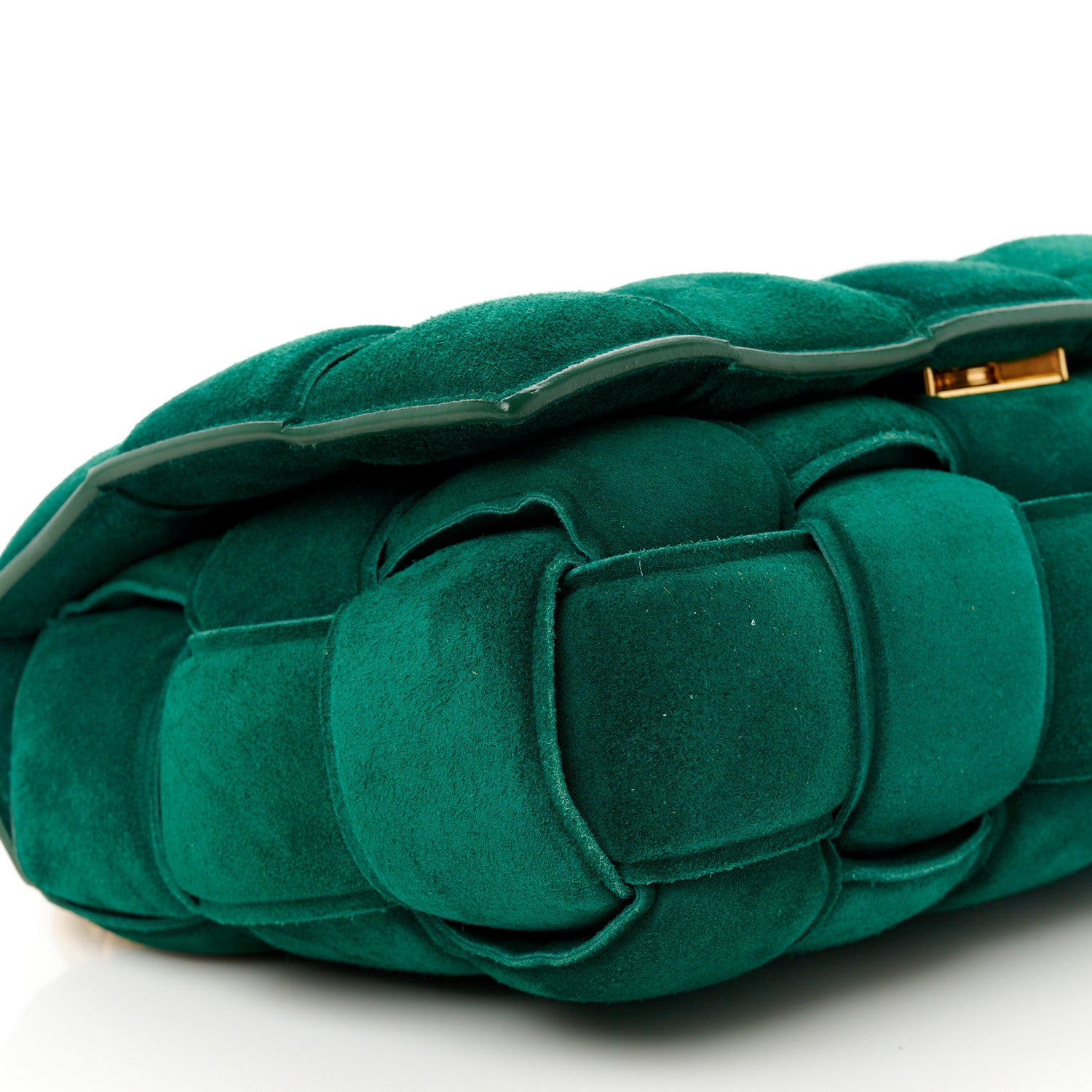 Bottega Veneta Suede Maxi Intrecciato Padded Chain Cassette Crossbody Bag Emerald Green 11 of 13