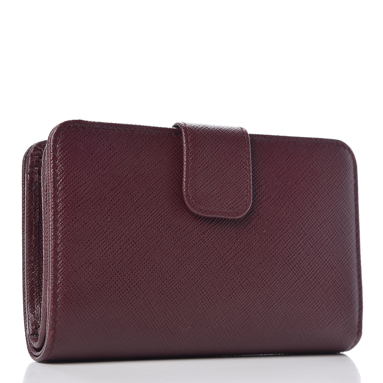 Prada Saffiano Metal Multicolor Compact Wallet Granato 3 of 8