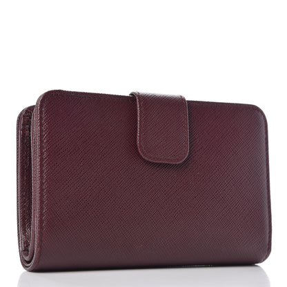 Prada Saffiano Metal Multicolor Compact Wallet Granato 3 of 8