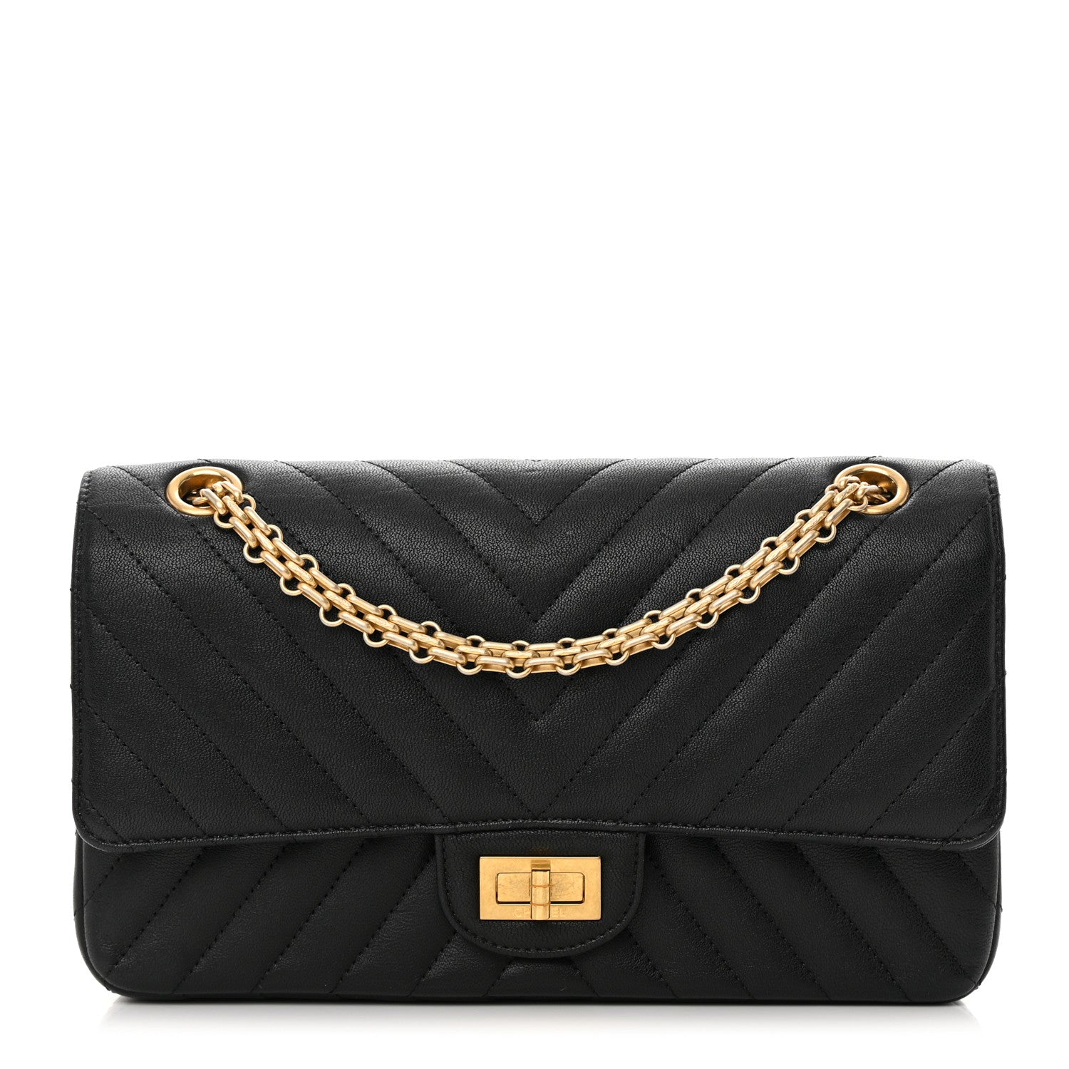 Chanel Sheepskin Chevron Quilted 2.55 Reissue 225 Flap Black 1 of 14