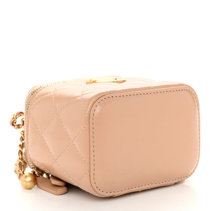 Chanel Calfskin Quilted Mini Perfect Fit Vanity Case With Chain Beige 4 of 11