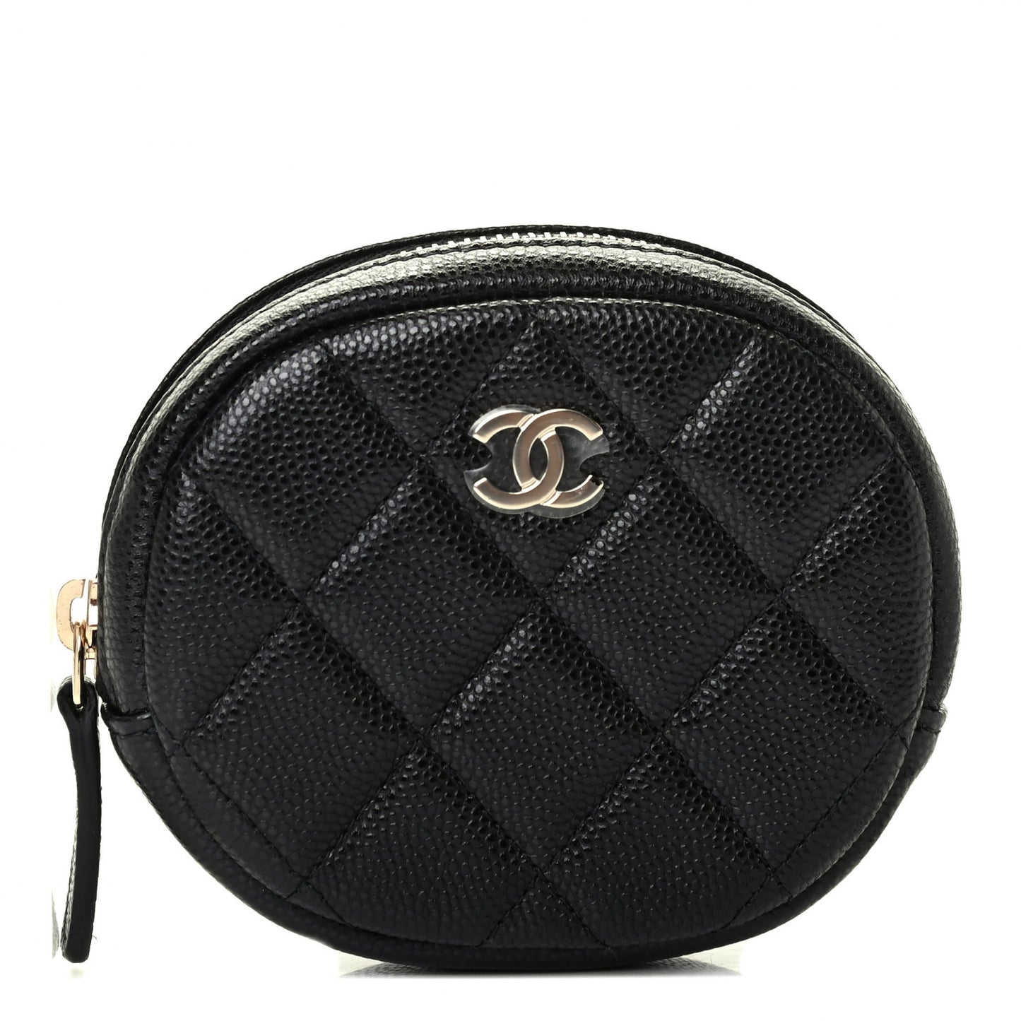 Caviar Quilted Zip Around Classic Coin Purse Black