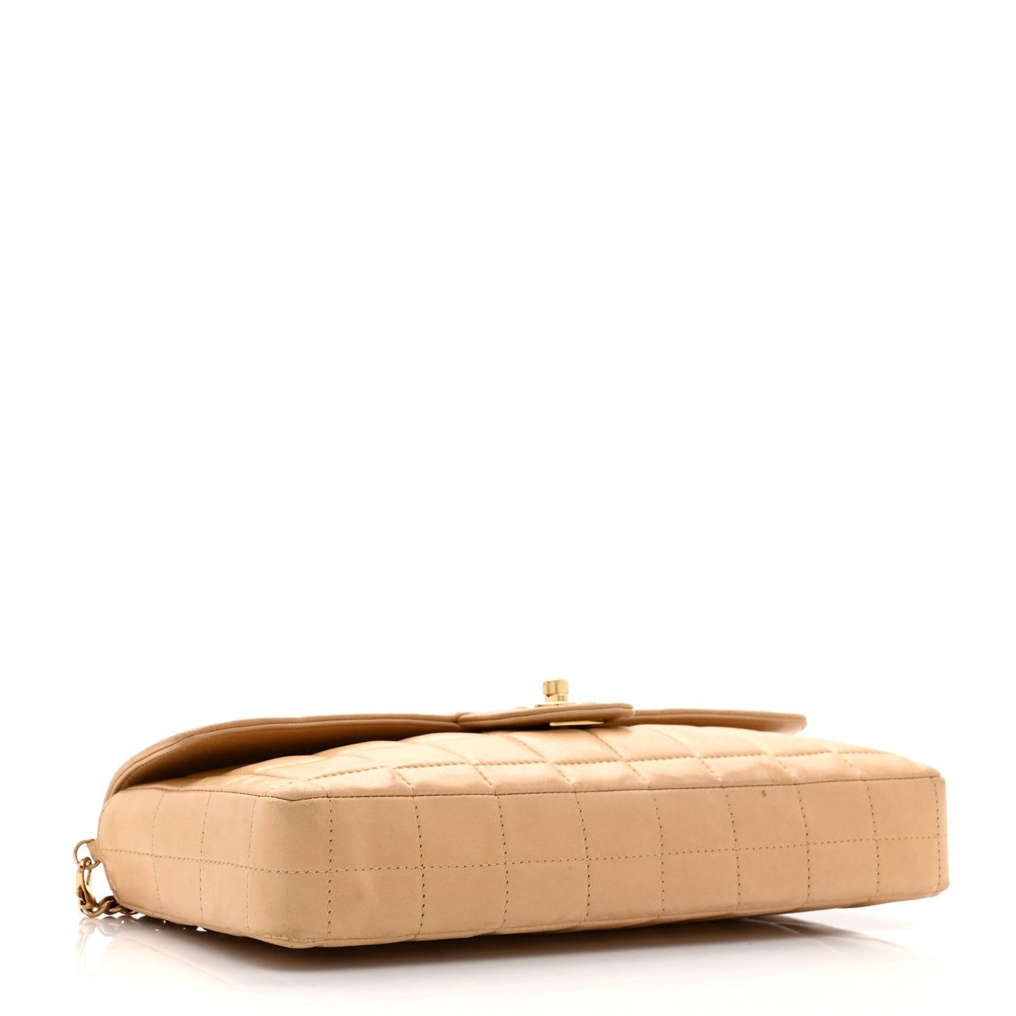 Lambskin East West Chocolate Bar Flap Beige