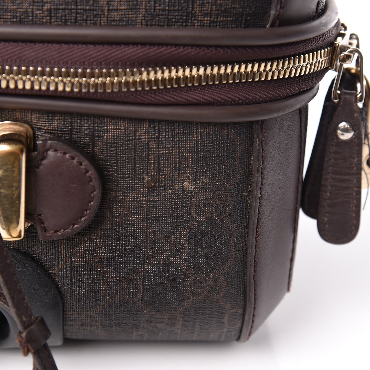 GG Supreme Monogram Four Wheel Carry On Suitcase Dark Brown