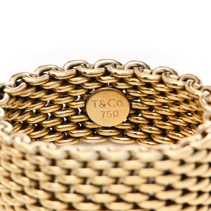 Tiffany 18K Yellow Gold Wide Somerset Mesh Ring 61 9.5 4 of 5
