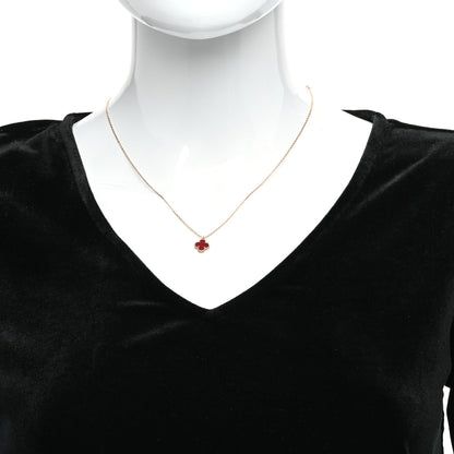 Van Cleef & Arpels 18K Rose Gold Carnelian Sweet Alhambra Pendant Necklace 2 of 7