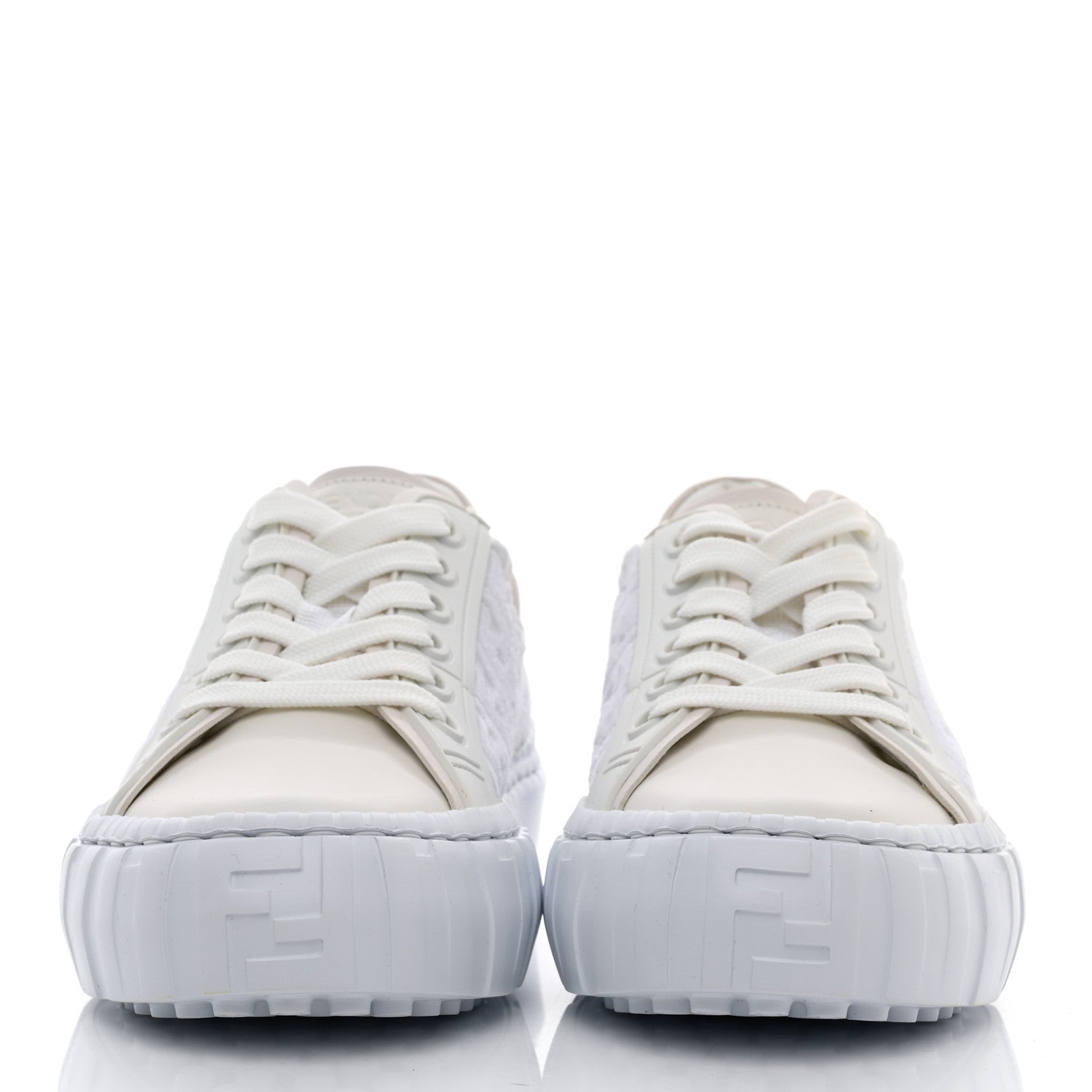 Fendi Velvet FF Calfskin Womens Fendi Force Low Top Sneakers 36 White 2 of 8