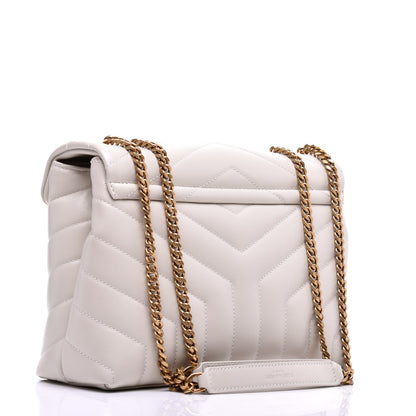 Saint Laurent Calfskin Y Quilted Monogram Small Loulou Chain Satchel Crema Soft 3 of 8