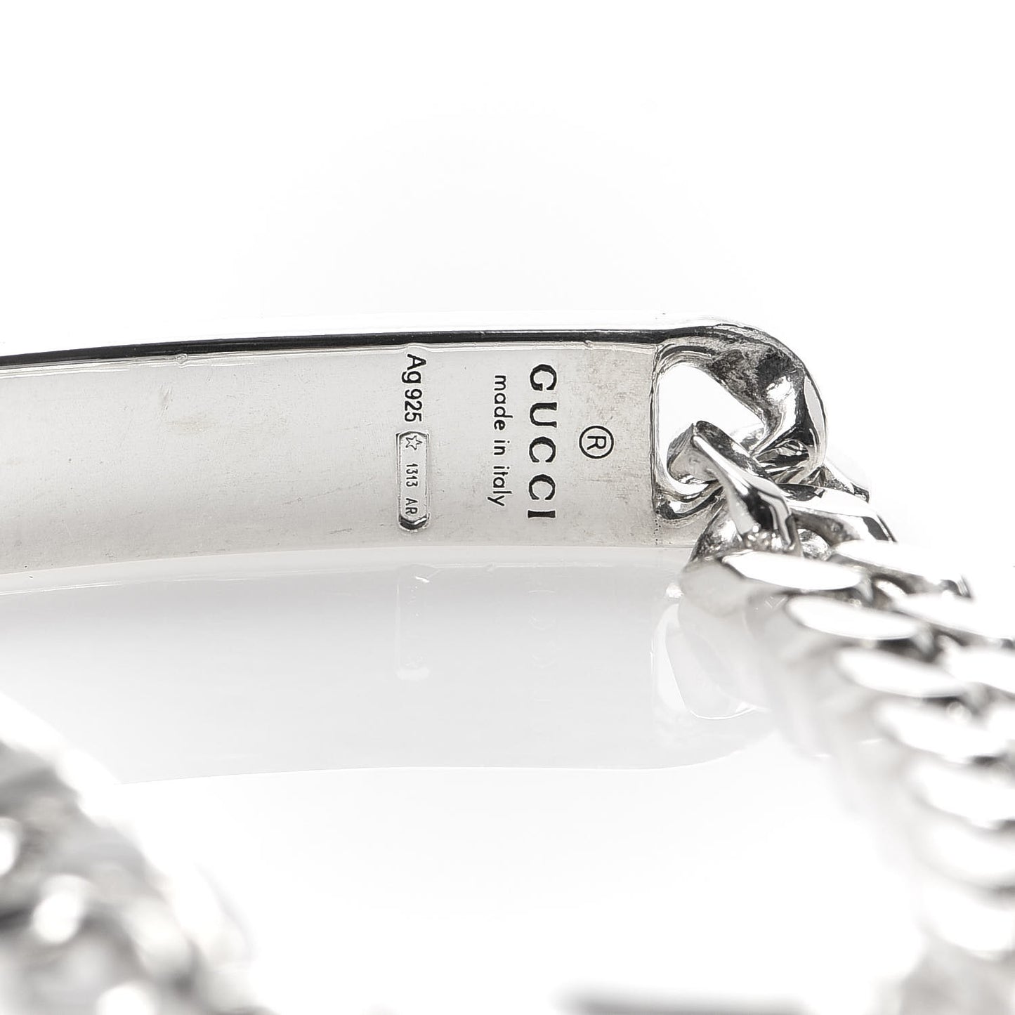 Sterling Silver GucciGhost Hamlet Skull ID Chain Bracelet