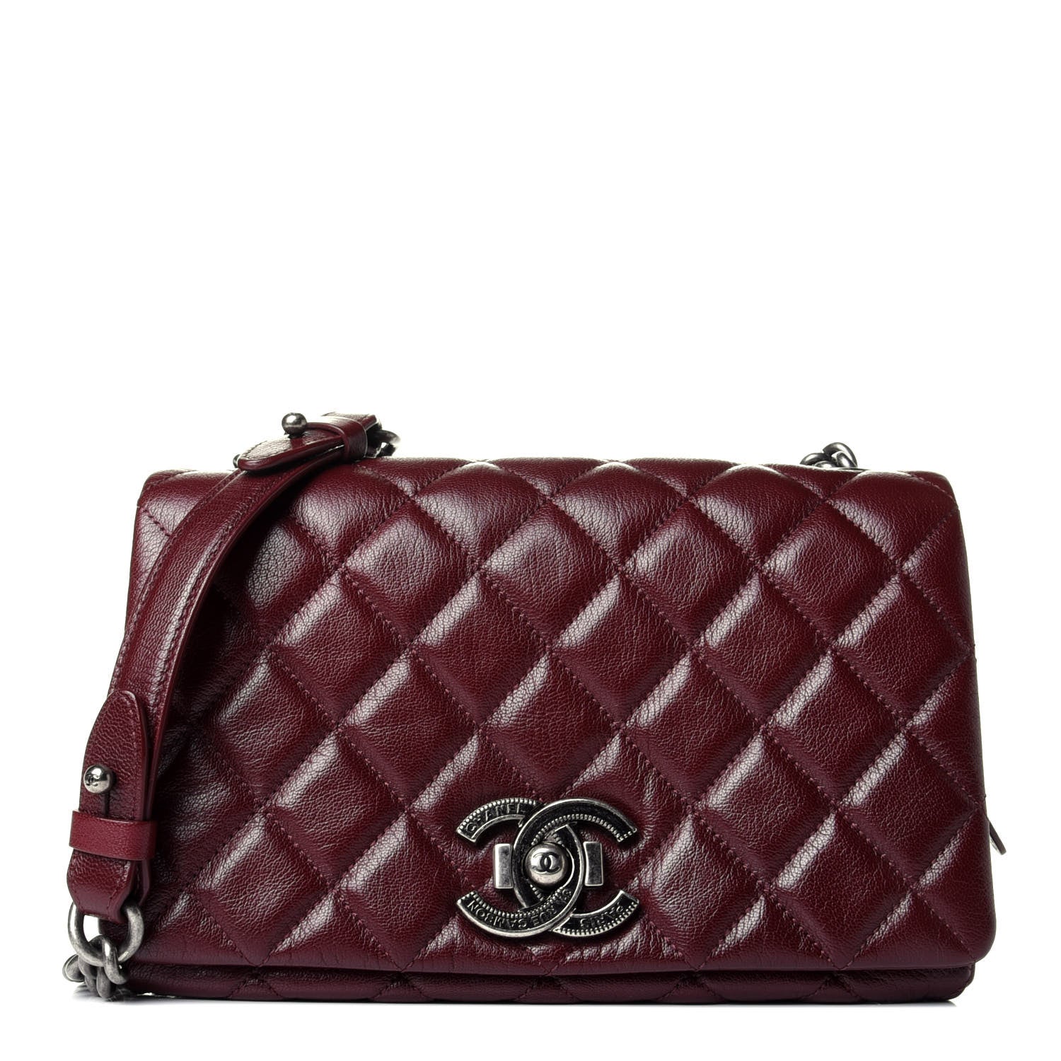 Chanel Goatskin Quilted Medium City Rock Flap Burgundy 2 of 6