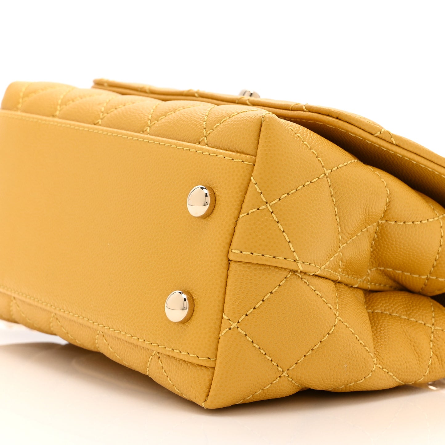 Caviar Quilted Extra Mini Coco Handle Flap Yellow