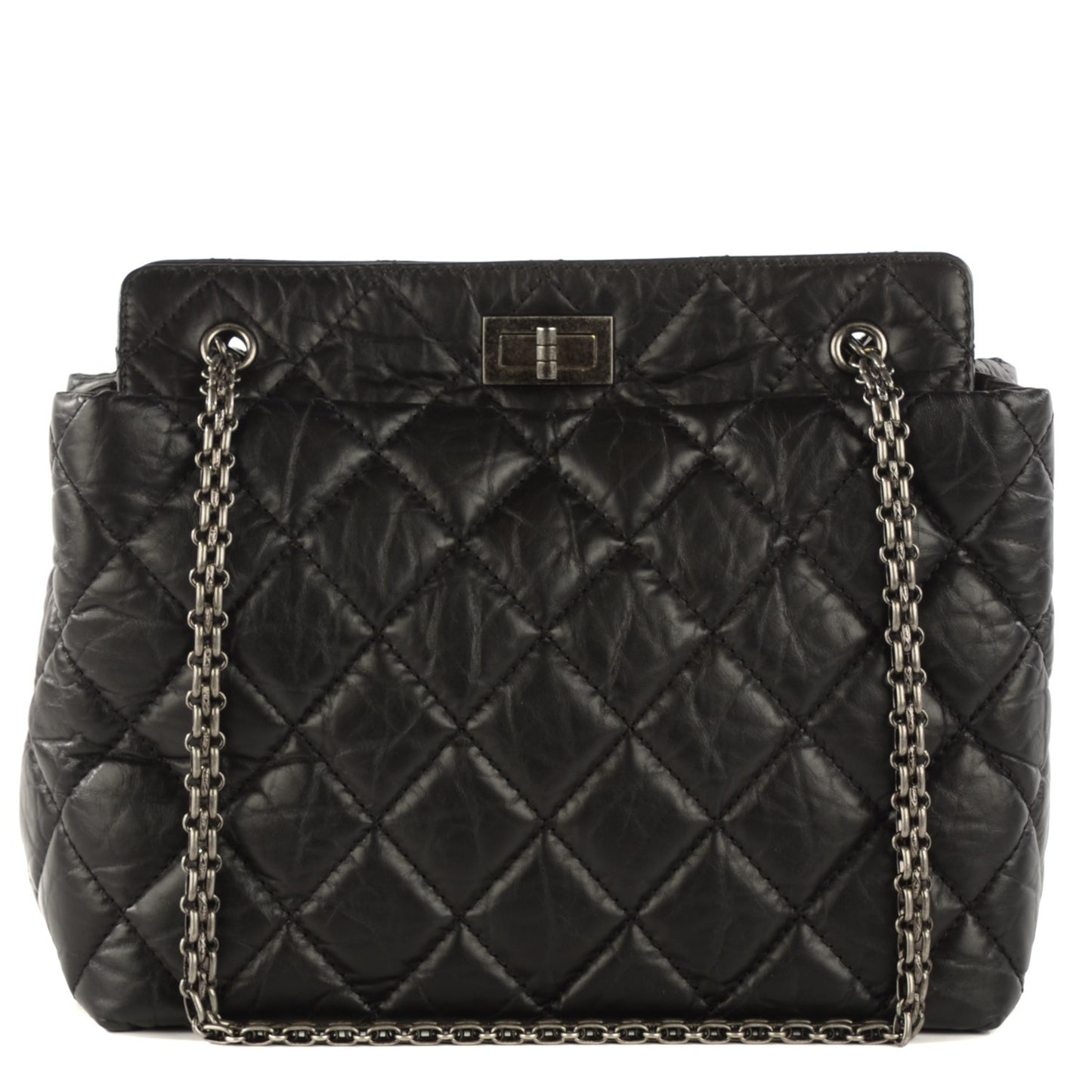Aged Calfskin Quilted Reissue 2.55 Tote Black