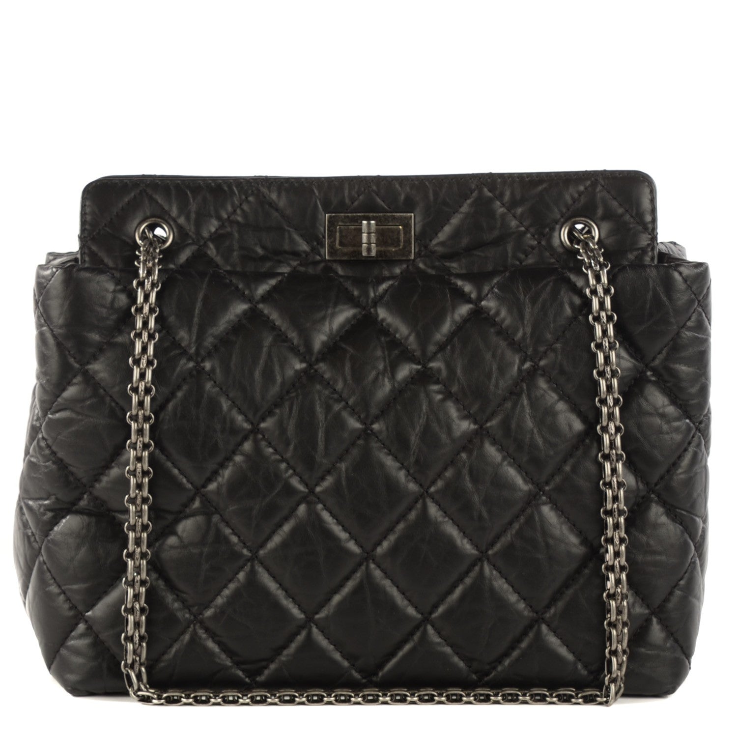 Chanel Aged Calfskin Quilted Reissue 2.55 Tote Black 1 of 8