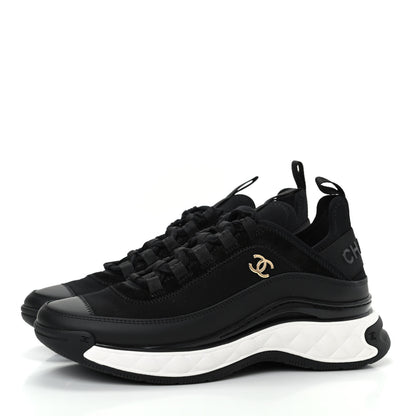 Chanel Velvet Calfskin Mixed Fibers CC Sneakers 36.5 Black 3 of 11