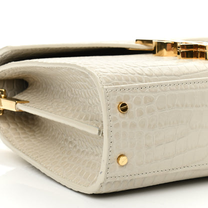 Saint Laurent Crocodile Embossed Mini Classic Monogram Cassandra Top Handle Crema Soft 9 of 10
