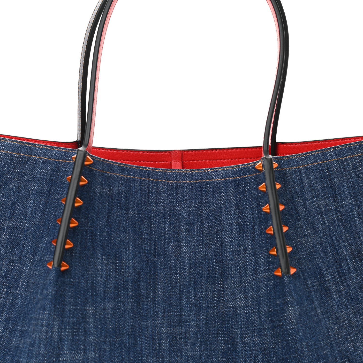 Christian Louboutin Denim Spiked Small Cabarock Shopper Tote 6 of 8