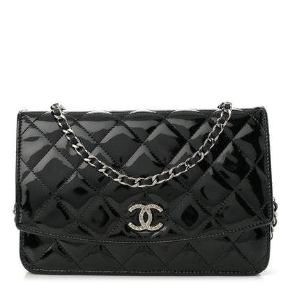Chanel Patent Quilted Brilliant Wallet On Chain WOC Black 1 of 13