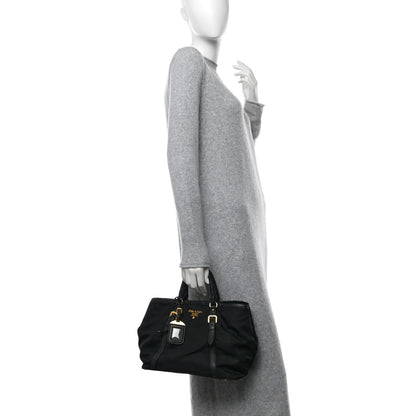 Prada Tessuto Nylon Vitello Daino Tote Black 2 of 10