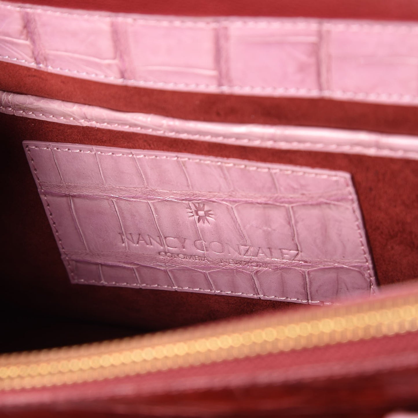 Crocodile Bi-Color Shoulder Bag Pink