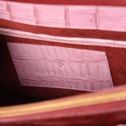 Nancy Gonzalez Crocodile Bi-Color Shoulder Bag Pink 6 of 7