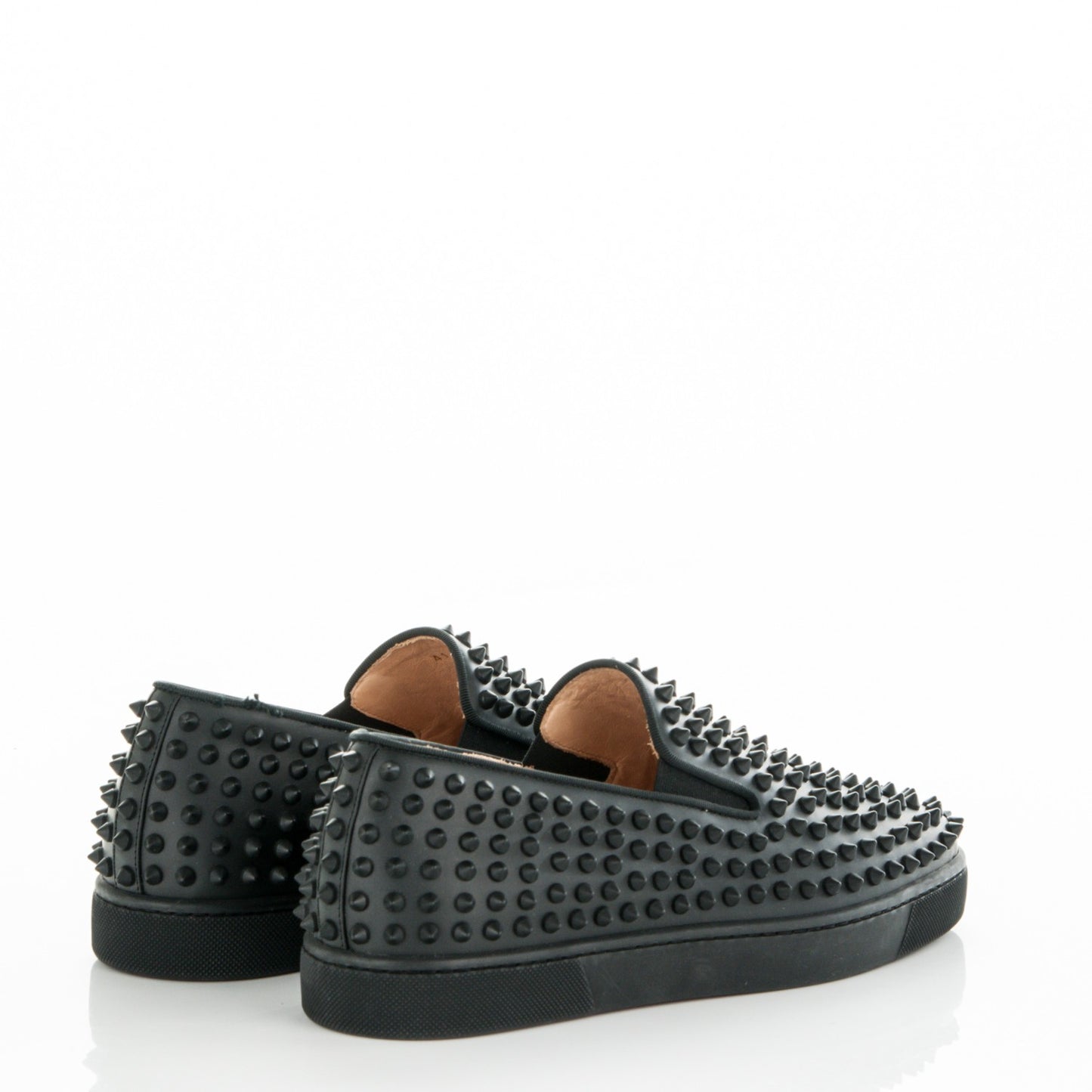 Mens Calfskin Spikes Roller Boat Flat 41 Black