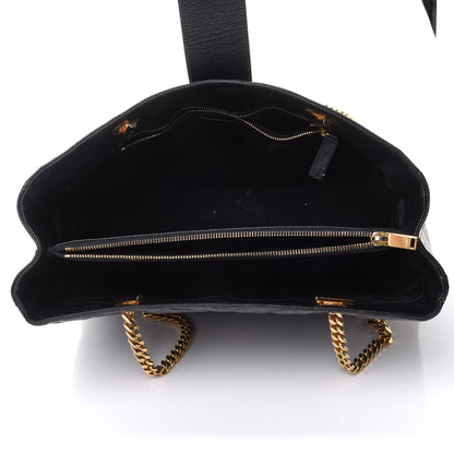 Saint Laurent Grain De Poudre Matelasse Chevron Monogram Shopping Bag Black 5 of 11