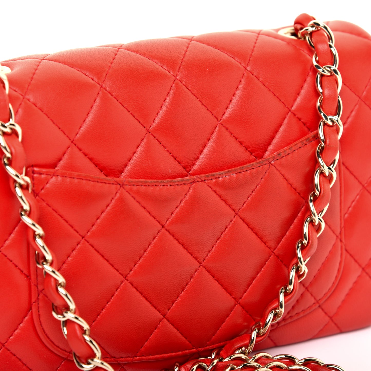 Lambskin Quilted Mini Rectangular Flap Red