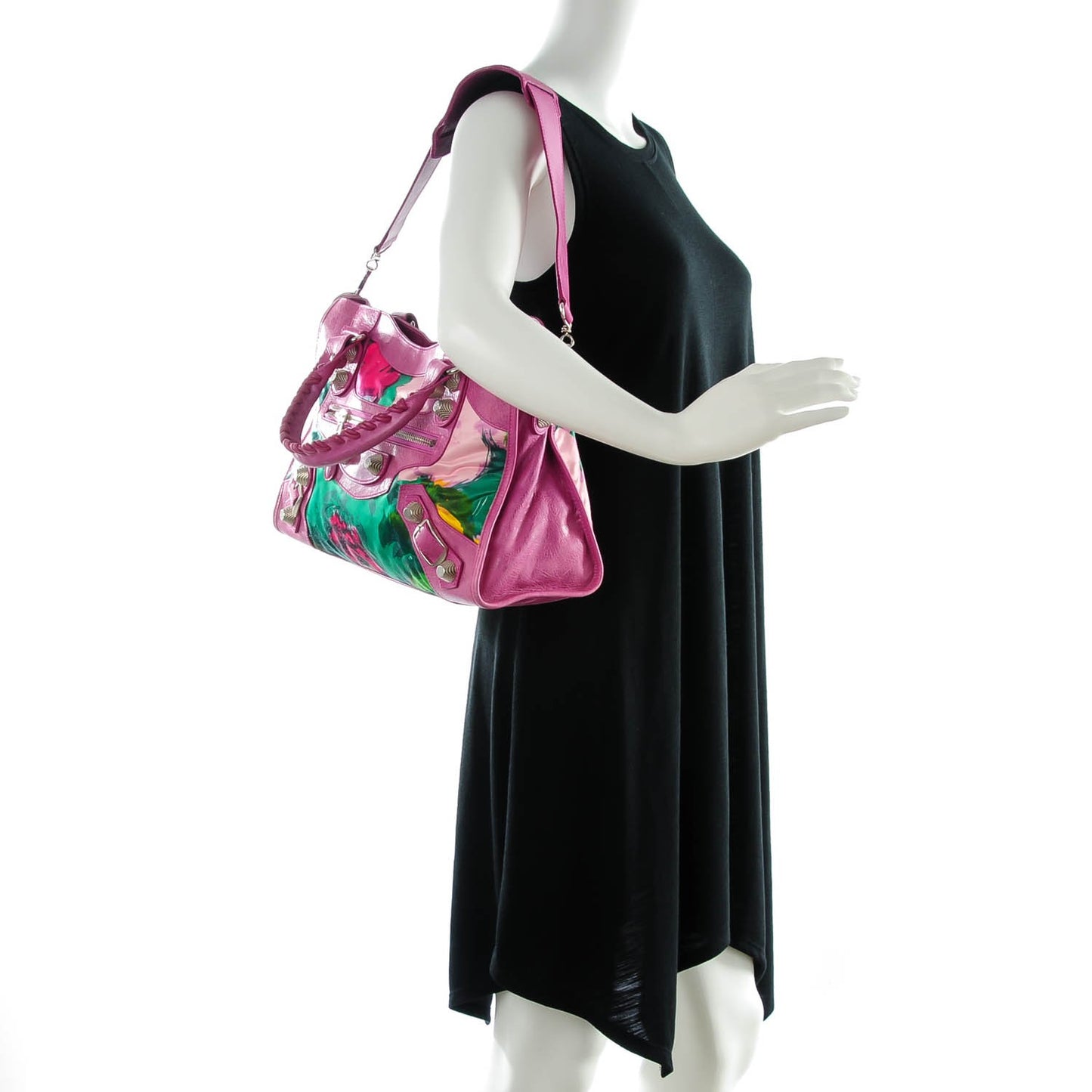Agneau Canvas Floral Giant 21 Silver Hardware City Magenta