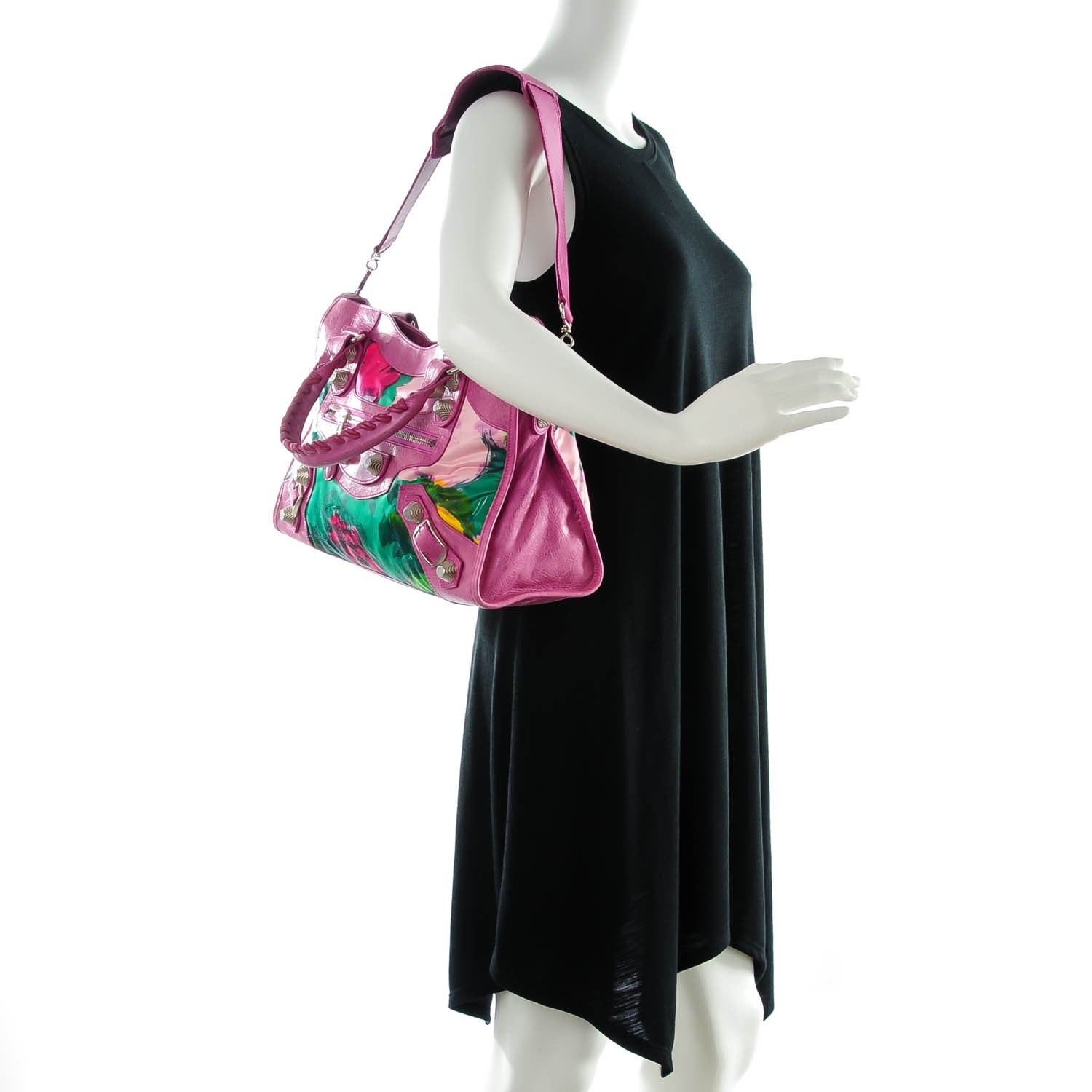 Balenciaga Agneau Canvas Floral Giant 21 Silver Hardware City Magenta 2 of 9
