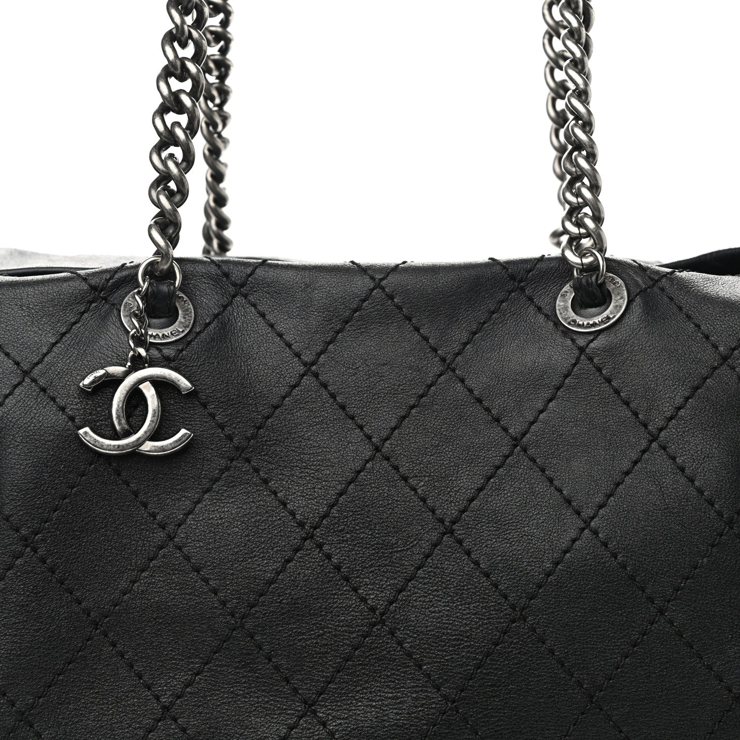 Chanel Calfskin Stitched Large Bowling Bag Black 8 of 14