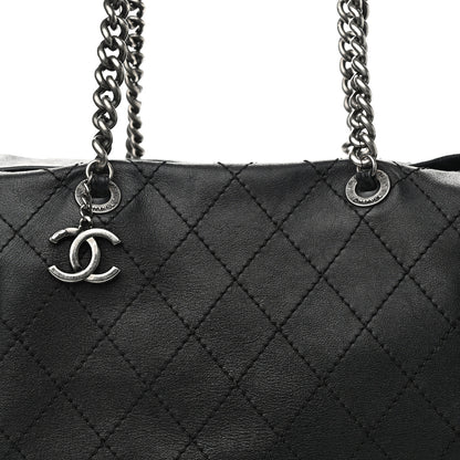 Chanel Calfskin Stitched Large Bowling Bag Black 8 of 14
