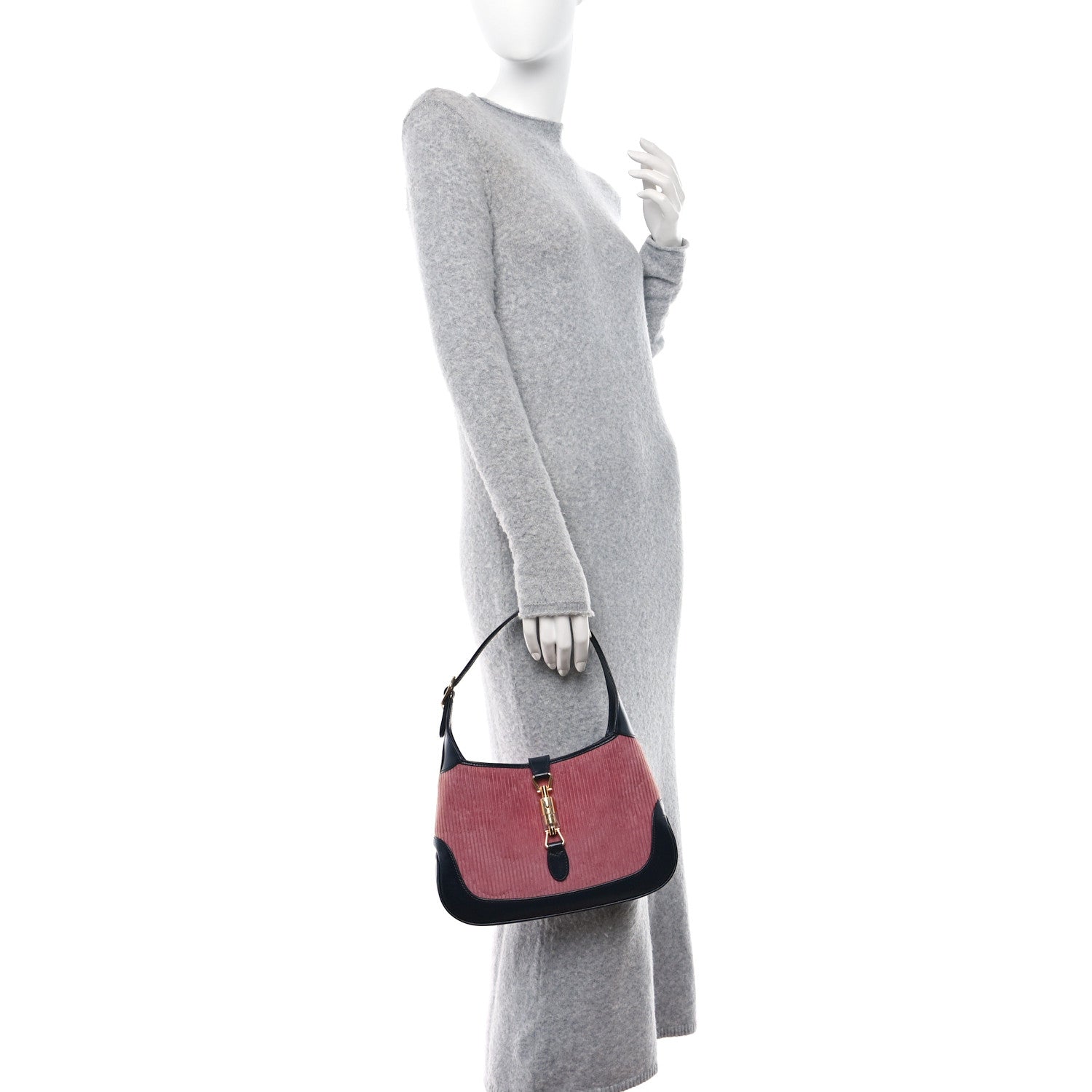 Gucci Corduroy Small Jackie 1961 Hobo Pink Blue 2 of 10